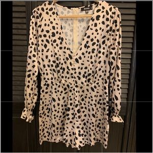 Misguided long sleeve leopard romper